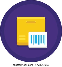 Flat vector icon illustration of a box with barcode. Package tracking. Logistics service concept.