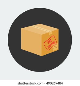 flat Vector icon - illustration of box free shipping icon
