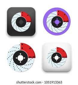 flat Vector icon - illustration of Brake disc with caliper icon