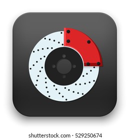 flat Vector icon - illustration of Brake disc with caliper icon