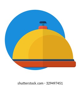 flat Vector icon - illustration of brass bell icon isolated on white