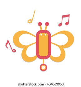 flat Vector icon - illustration of Butterfly music icon isolated on white