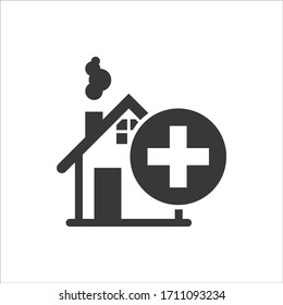 Flat vector icon illustration of Buy home. Buying or selecting a home from real state company icon.