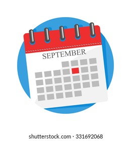 flat Vector icon - illustration of calendar icon isolated on white