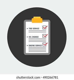 flat Vector icon - illustration of car maintenance list icon