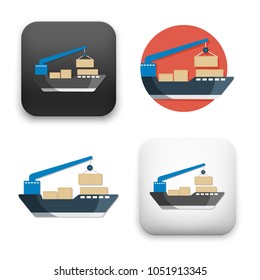 flat Vector icon - illustration of cargo ship icon