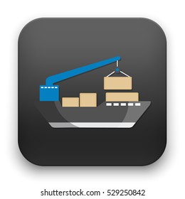 flat Vector icon - illustration of cargo ship icon