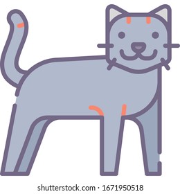 Icono de vector plano de un gato. Concepto de animales y fauna.