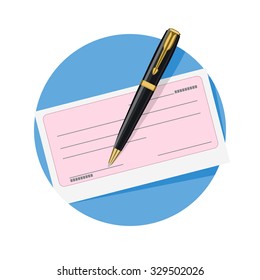 flat Vector icon - illustration of check and pen icon isolated on white