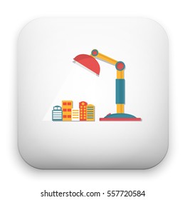 flat Vector icon - illustration of city under the light of a desk lamp icon