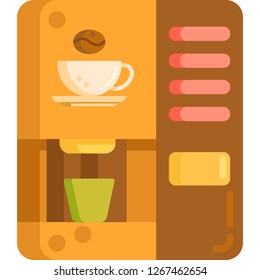 Flat vector icon illustration of coffee vending machine