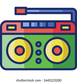 Icono vectorial plano de la radio retro colorida