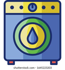 Flat vector icon illustration of colorful washing machine