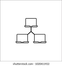 flat Vector icon - illustration of computer network icon isolated on white