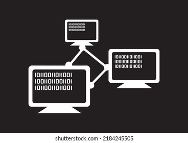 flat Vector icon - illustration of computer network icon isolated on black background.