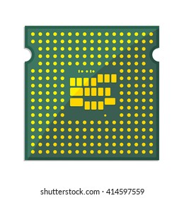 flat Vector icon - illustration of Computer chip or microchip icon isolated on white