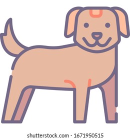 Flat vector icon illustration of a dog. Animals and fauna concept.