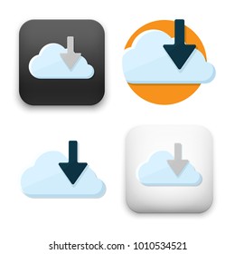 flat Vector icon - illustration of download cloud icon