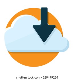 flat Vector icon - illustration of download cloud icon isolated on white