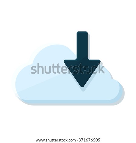 flat Vector icon - illustration of download cloud icon isolated on white