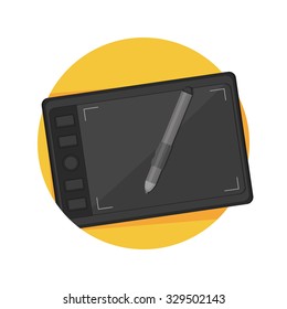 flat Vector icon - illustration of drawing tablet icon isolated on white