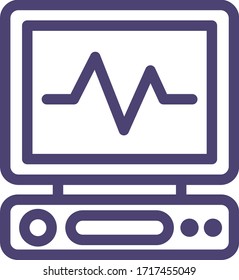 Flat vector icon illustration of ECG electrocardiogram test monitor. Medical and healthcare concept.