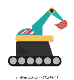 flat Vector icon - illustration of excavator icon isolated on white