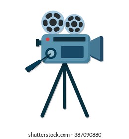 flat Vector icon - illustration of film camera icon isolated on white