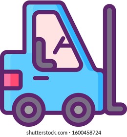 Flat vector icon illustration of a forklift. Logistics and delivery concept. 