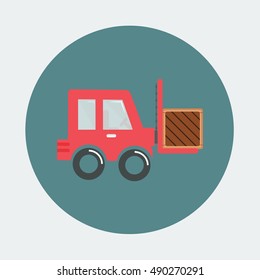 flat Vector icon - illustration of forklift icon