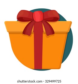 flat Vector icon - illustration of gift box icon isolated on white