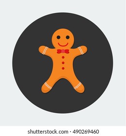 flat Vector icon - illustration of Gingerbread man icon