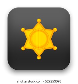 flat Vector icon - illustration of gold sheriff badge icon