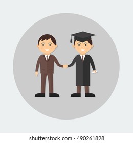 flat Vector icon - illustration of graduate and teacher icon