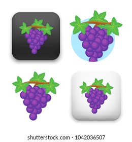 Flat Vector Icon - Illustration Of Grape Fruit Icon