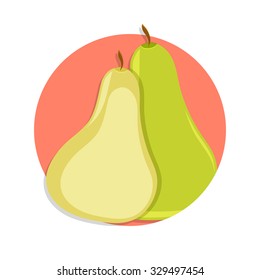 flat Vector icon - illustration of green pear icon isolated on white