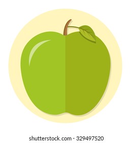 flat Vector icon - illustration of green apple icon isolated on white