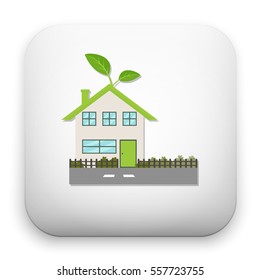 flat Vector icon - illustration of green house icon