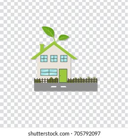 flat Vector icon - illustration of green house icon