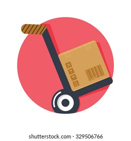 flat Vector icon - illustration of hand truck icon isolated on white