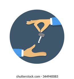 flat Vector icon - illustration of hand holding key icon isolated on white