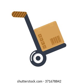 Flat Vector Icon - Illustration Of Hand Truck Icon Isolated On White