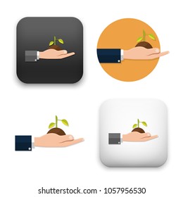 flat Vector icon - illustration of Hands holding seedling icon
