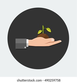 flat Vector icon - illustration of Hands holding seedling icon