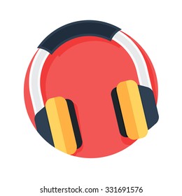 flat Vector icon - illustration of Headphones icon isolated on white