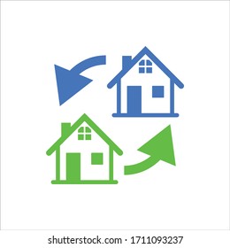 Flat vector icon illustration of Home Exchange. Property Exchange Icon.