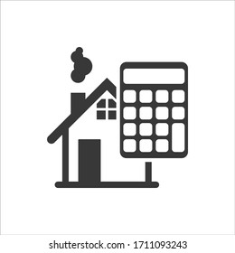 Icono de vector plano del proceso de cálculo de préstamo doméstico. Icono de Cálculo de préstamo interno.