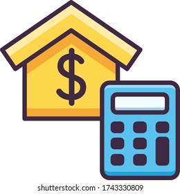 Flat vector icon illustration of home loan calculator