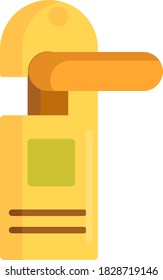 Flat vector icon illustration of hotel room with door hanger sign
