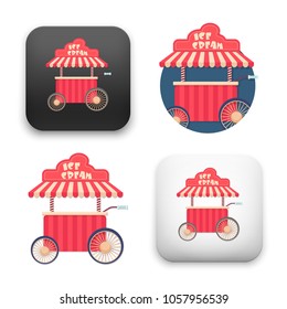 flat Vector icon - illustration of ice cream cart icon